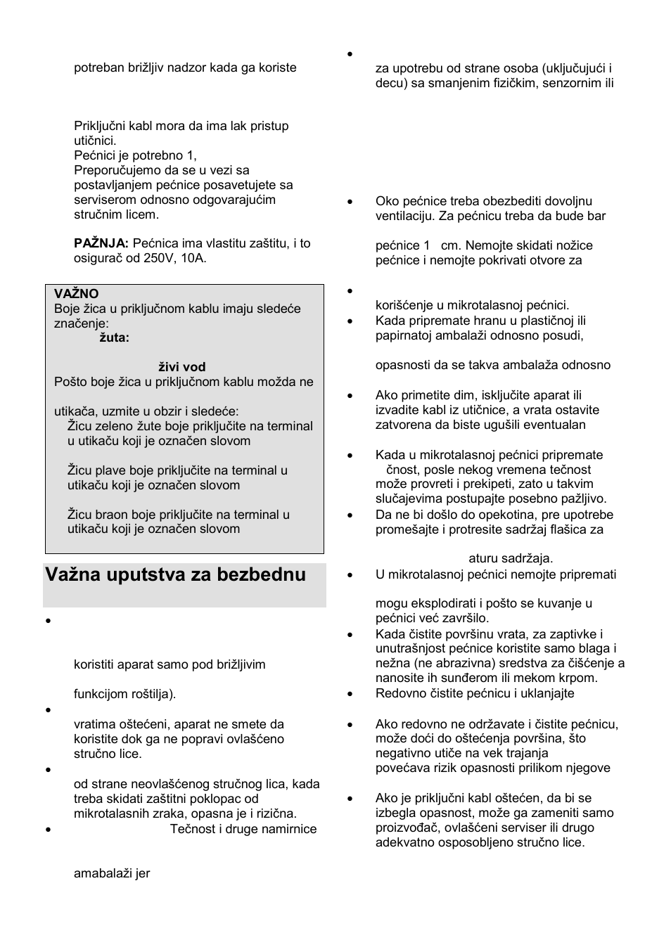 Vaņna uputstva za bezbednu upotrebu | Gorenje GMO-23 Ora Ito W User Manual | Page 18 / 175