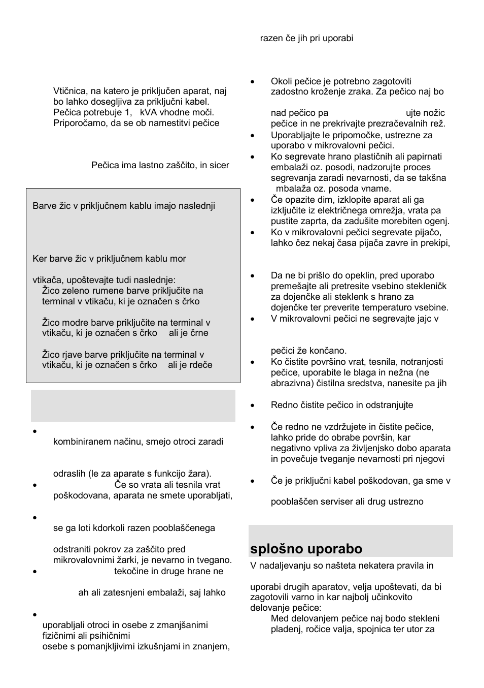 Pomembna varnostna navodila, Varnostna navodila za splońno uporabo | Gorenje GMO-23 Ora Ito W User Manual | Page 4 / 175