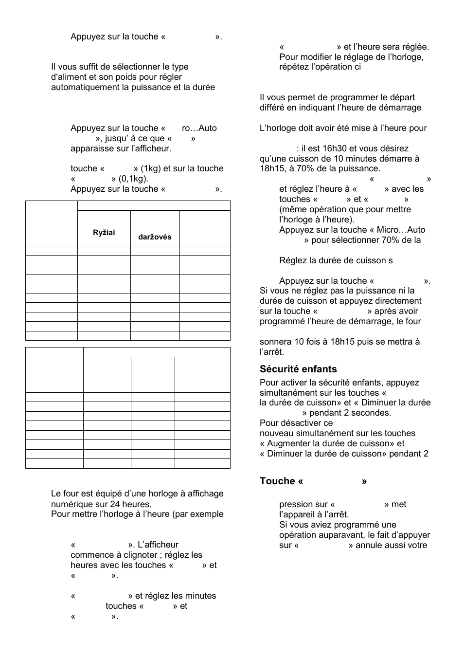 Cuisson automatique (auto menu), Horloge, Programmateur | Sécurité enfants, Touche « start/reset | Gorenje GMO-23 Ora Ito W User Manual | Page 52 / 175
