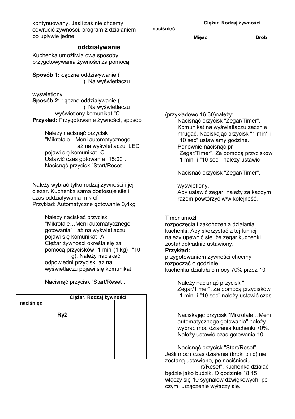 Kombinowane oddziaływanie, Menu automatyczne, Zegar dygitalny | Timer | Gorenje GMO-23 Ora Ito W User Manual | Page 68 / 175