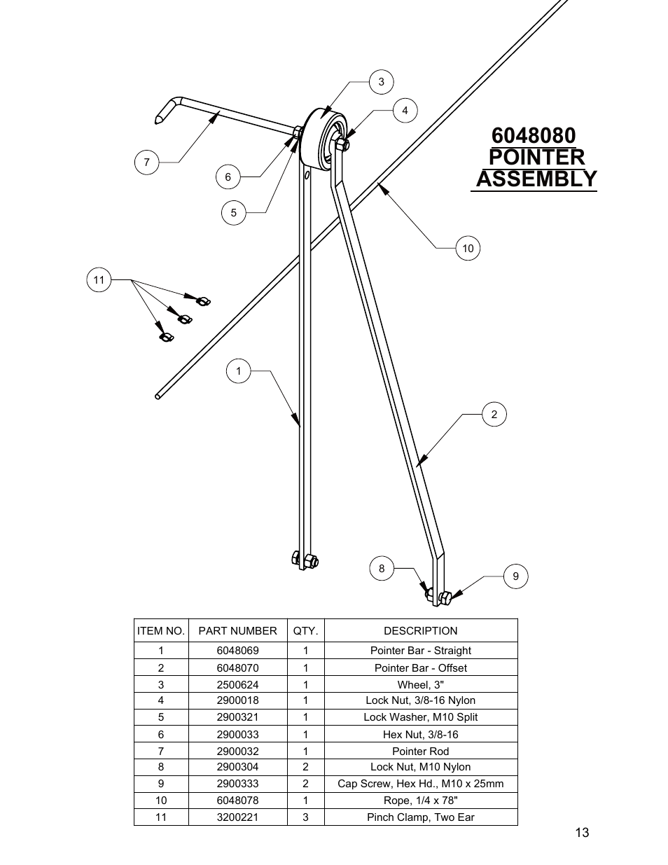 Pointer assembly | Diamond Products CC1100 User Manual | Page 13 / 16