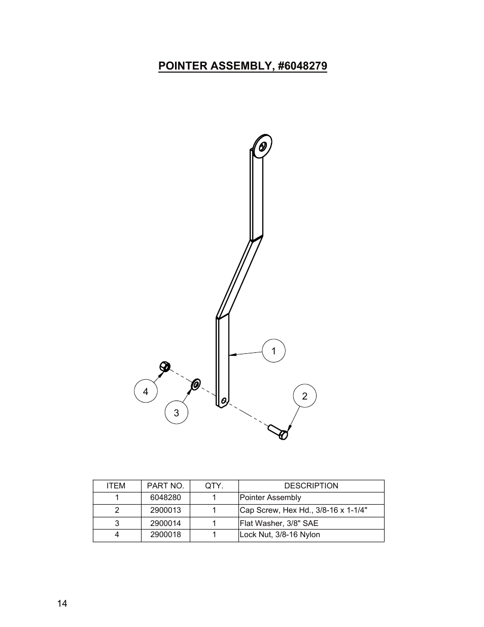Pointer assembly up-cut, Pointer assembly (up-cut) | Diamond Products CC1100 User Manual | Page 14 / 16