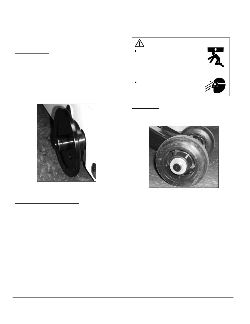 Axle, Adjustment shaft, Inner blade flange | Installing the inner blade flange, Removing the inner blade flange, Wheels, Front wheels | Diamond Products CC1300XL User Manual | Page 28 / 38