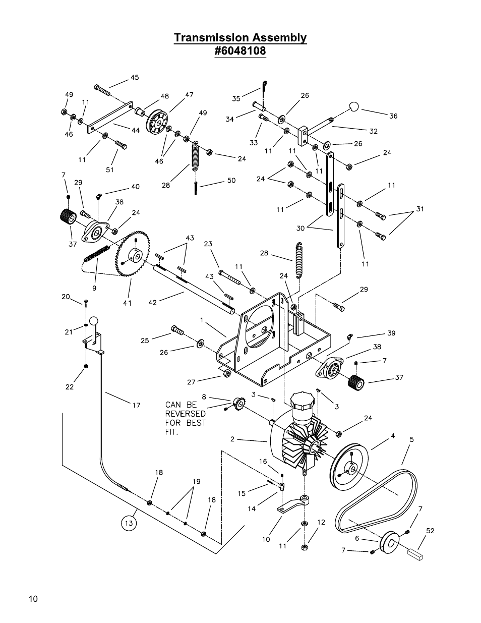 Transmission assembly, Transmission assembly - 11 | Diamond Products CC1800XL (Gas) User Manual | Page 10 / 44