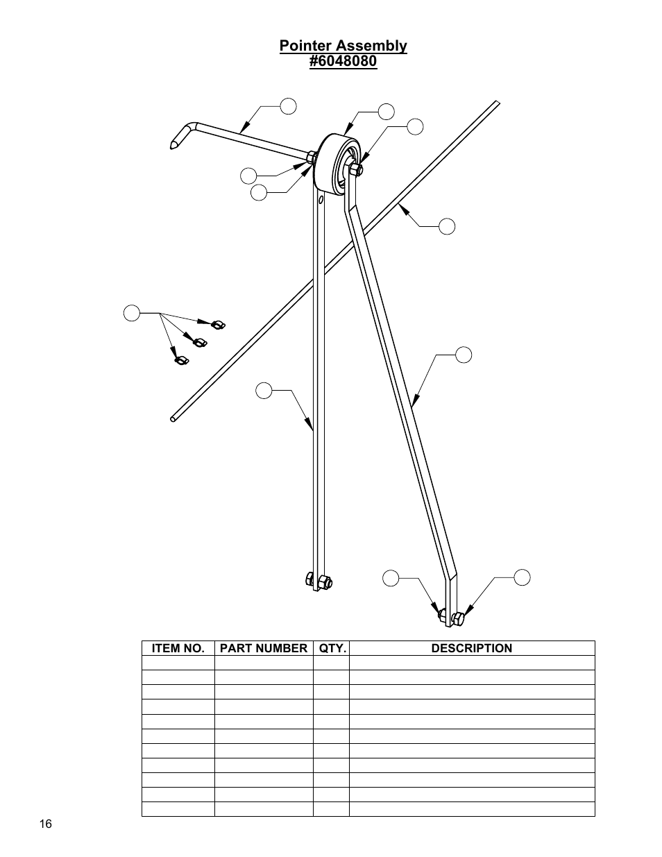 Front pointer assembly, Pointer assemblies -17 | Diamond Products CC1800XL (Gas) User Manual | Page 16 / 44