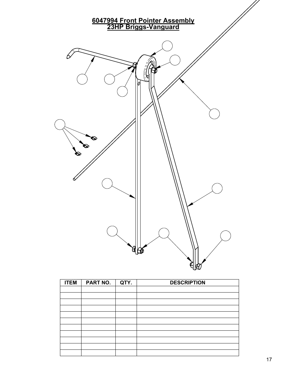 Front pointer assembly (23hp briggs) | Diamond Products CC1800XL (Gas) User Manual | Page 17 / 44