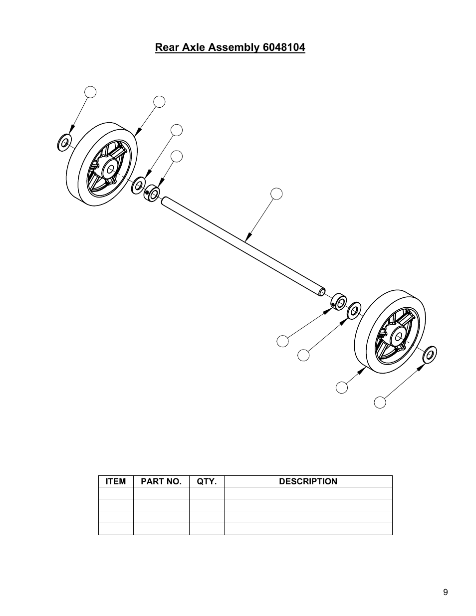 Rear axle assembly | Diamond Products CC1800XL (Gas) User Manual | Page 9 / 44