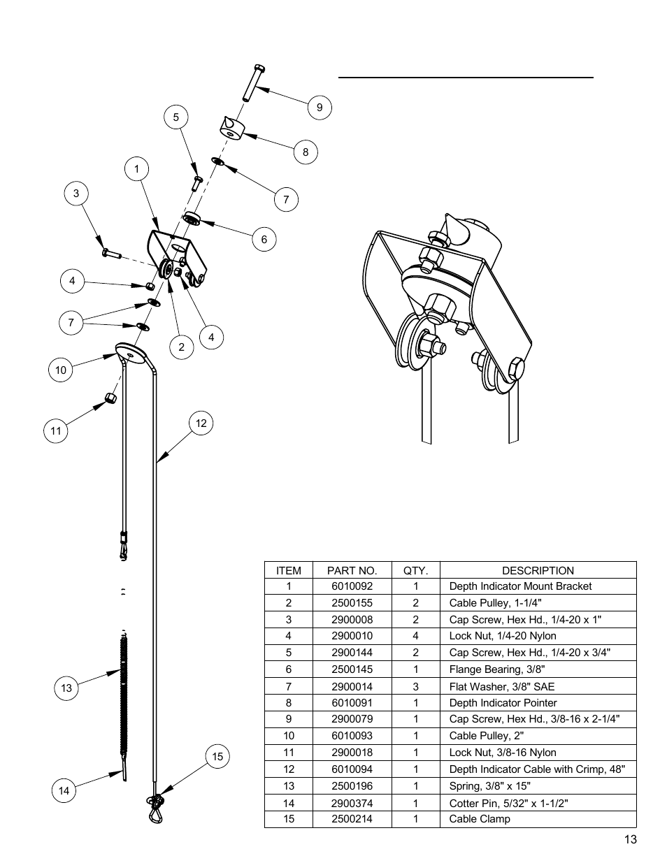 Depth indicator assembly, Depth indicator assembly……………………13 | Diamond Products CC3500J User Manual | Page 13 / 68