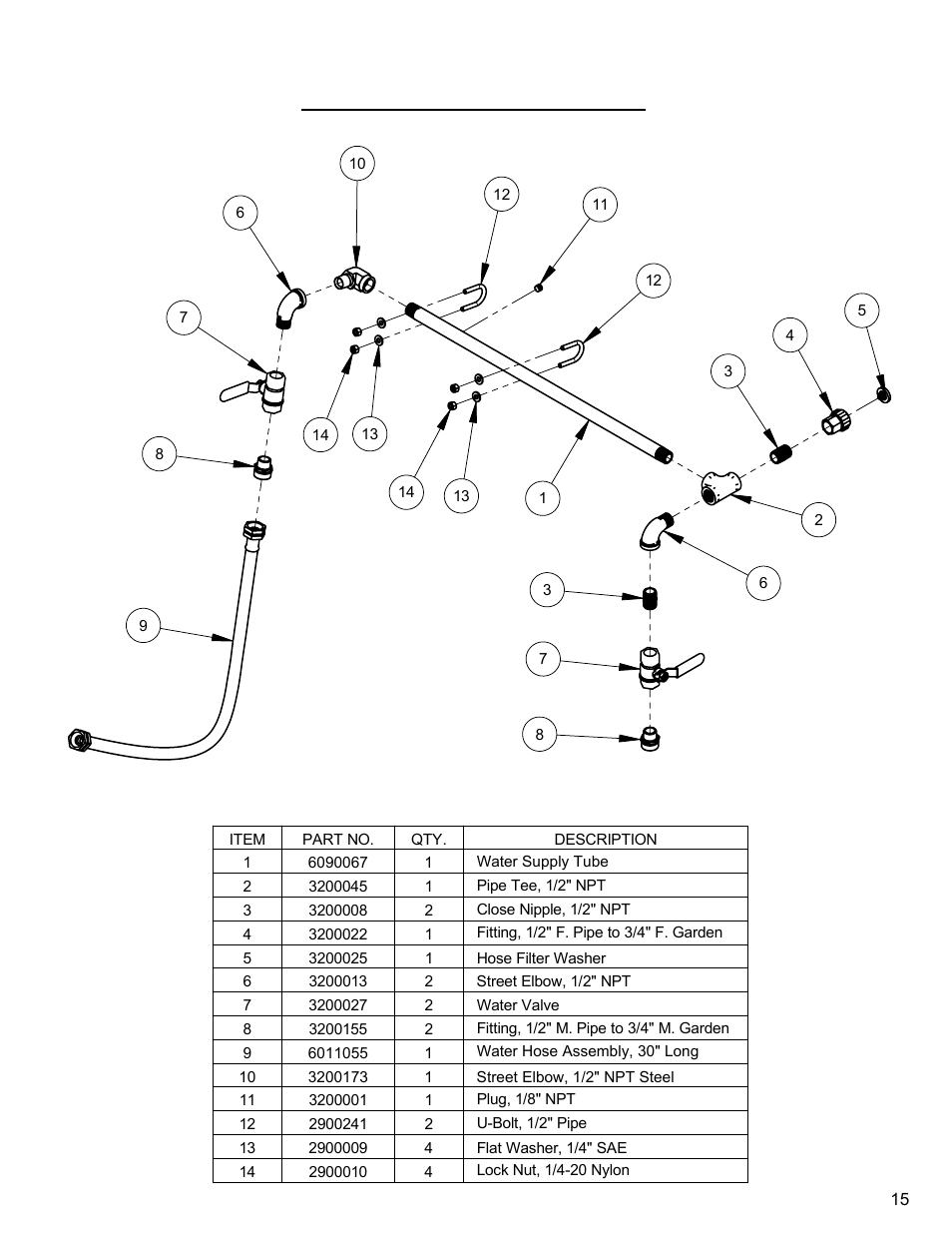 Water supply assembly | Diamond Products CC3500J User Manual | Page 15 / 68