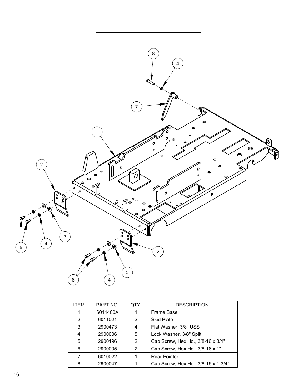 Frame base assembly, Frame base assembly……………………… 16 | Diamond Products CC3500J User Manual | Page 16 / 68