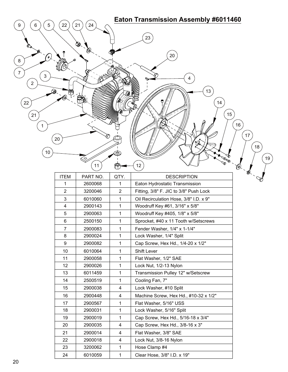 Eaton transmission assembly, Eaton transmission assembly………………20 | Diamond Products CC3500J User Manual | Page 20 / 68