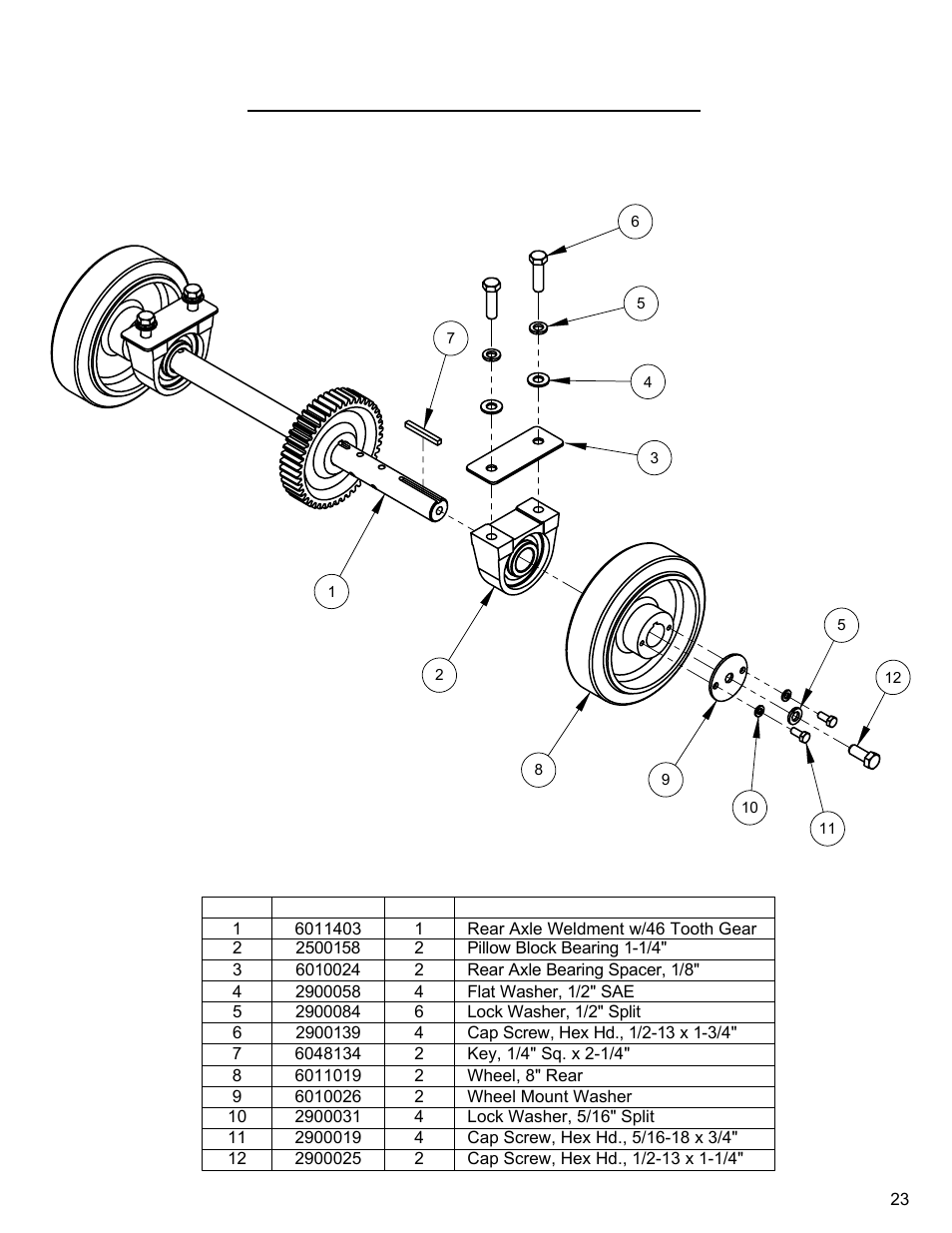 Rear axle assembly (eaton / gear), Rear axle assembly (eaton / gear)…………23 | Diamond Products CC3500J User Manual | Page 23 / 68