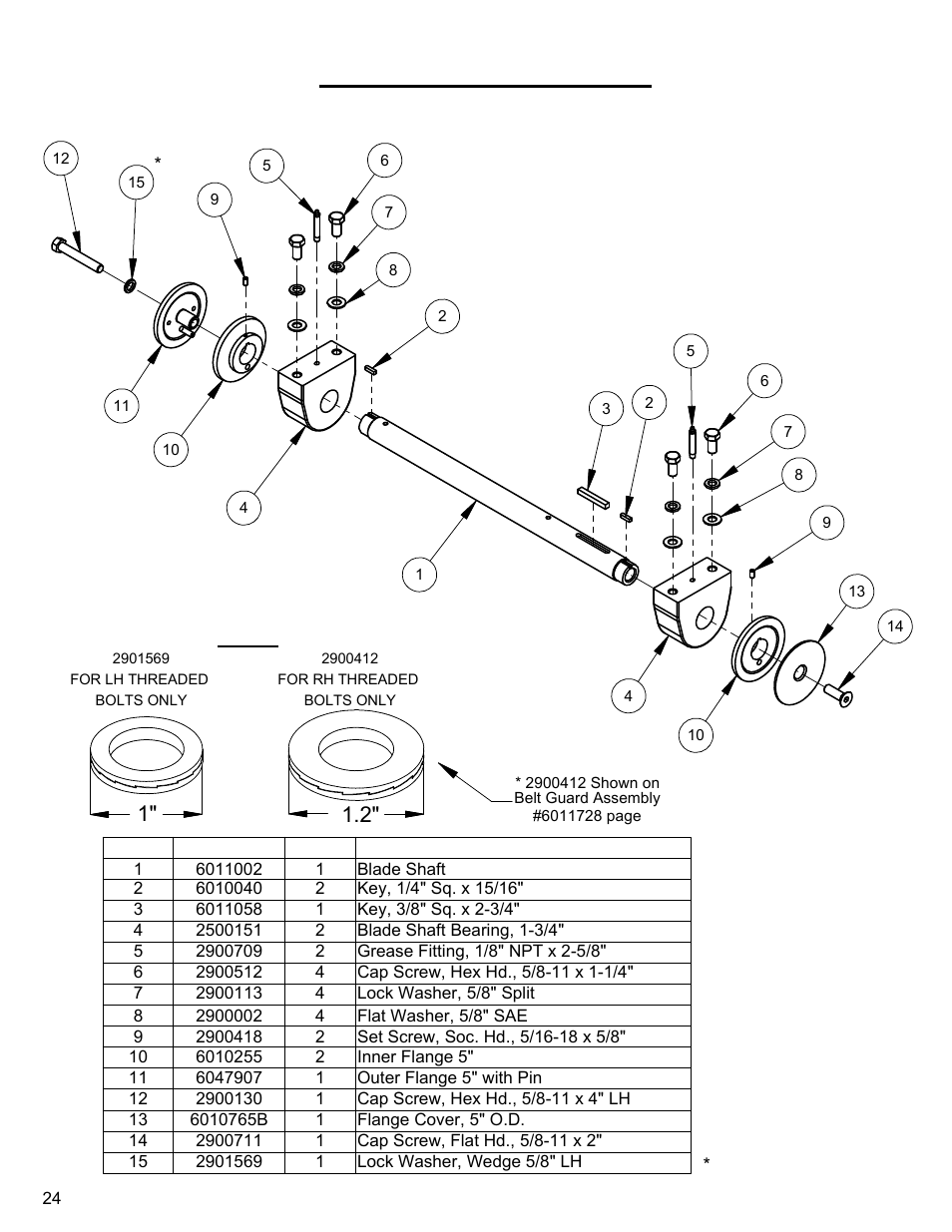 Blade shaft assembly, Blade shaft assembly……………………….24 | Diamond Products CC3500J User Manual | Page 24 / 68
