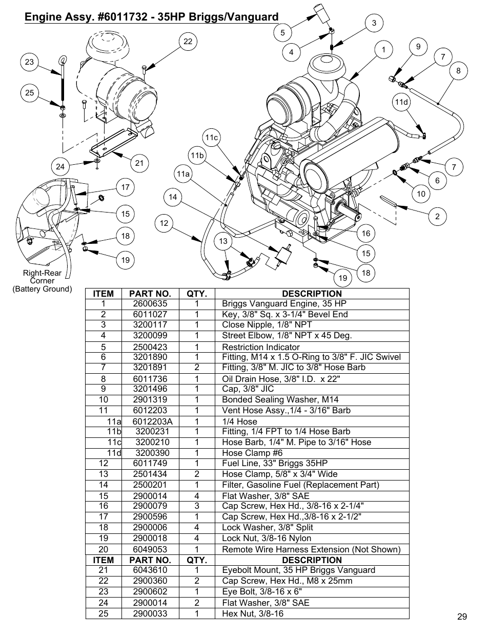 Briggs engine assembly, Briggs-vanguard engine assembly…………29 | Diamond Products CC3500J User Manual | Page 29 / 68