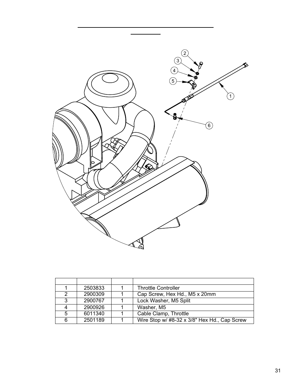 Throttle assembly, 35hp briggs, Throttle assembly (briggs-vanguard)………31 | Diamond Products CC3500J User Manual | Page 31 / 68
