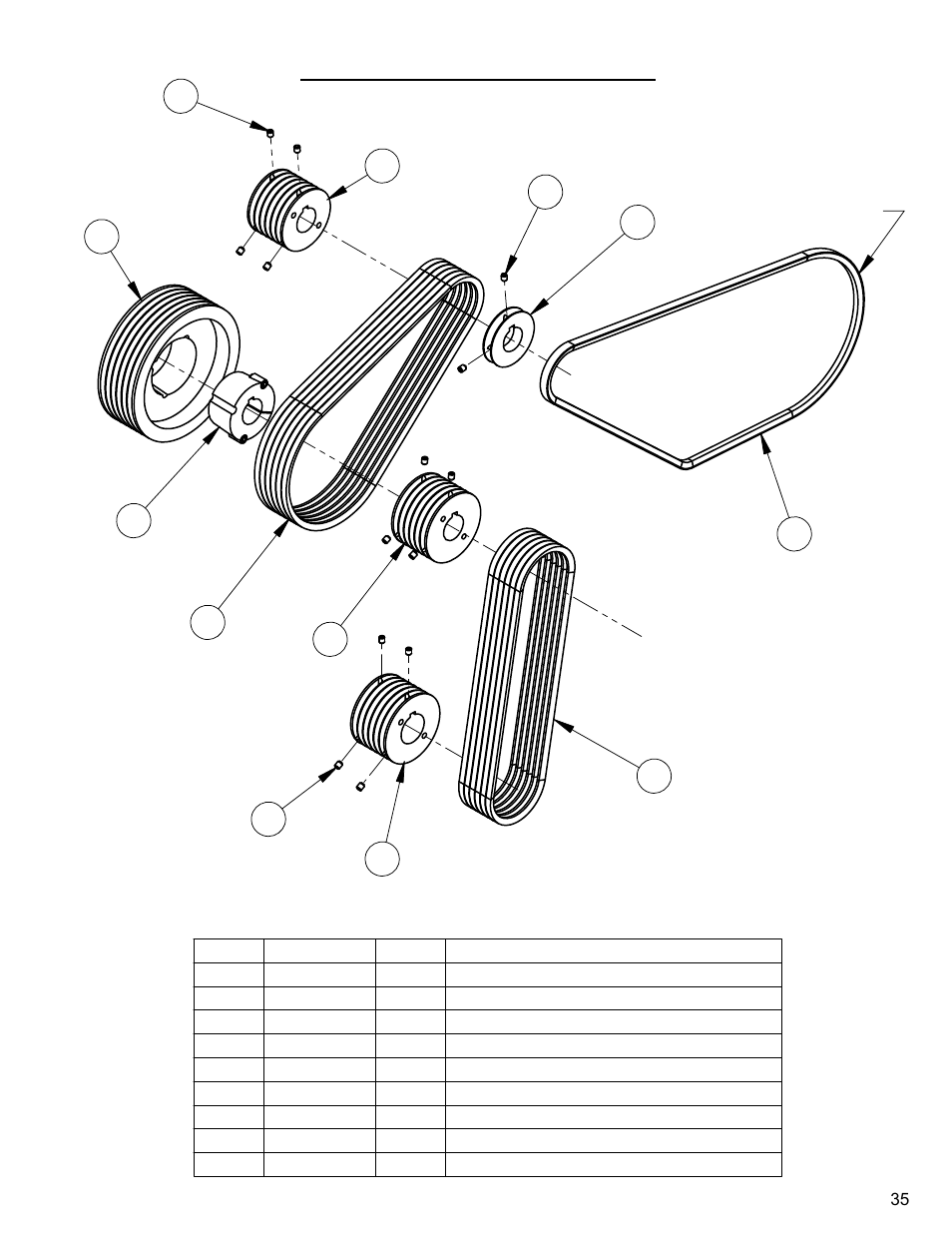 30" belt drive assembly, Pulley | Diamond Products CC3500J User Manual | Page 35 / 68
