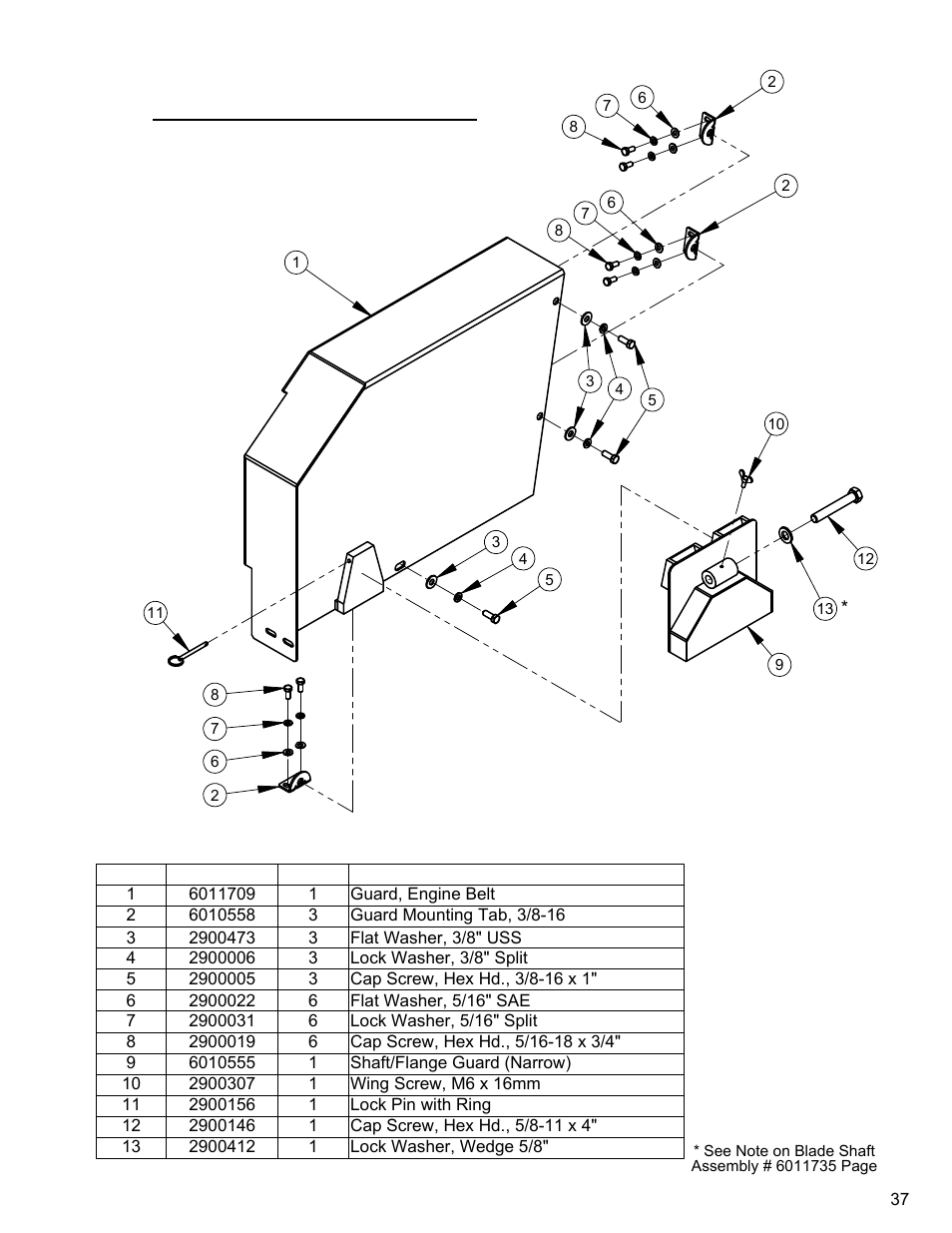 Belt guard assembly | Diamond Products CC3500J User Manual | Page 37 / 68