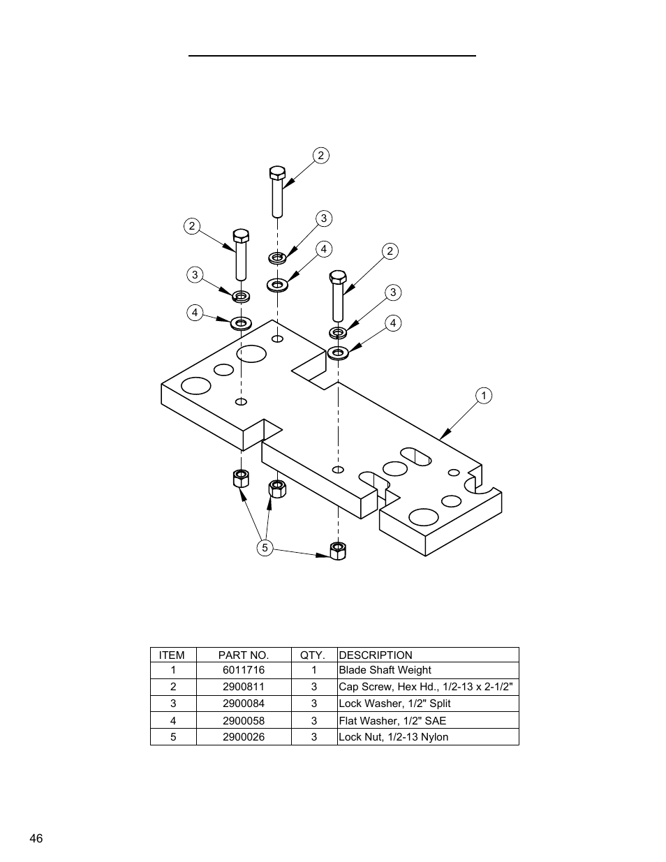 Blade shaft weight assembly, Blade shaft weight assembly……………… 46 | Diamond Products CC3500J User Manual | Page 46 / 68