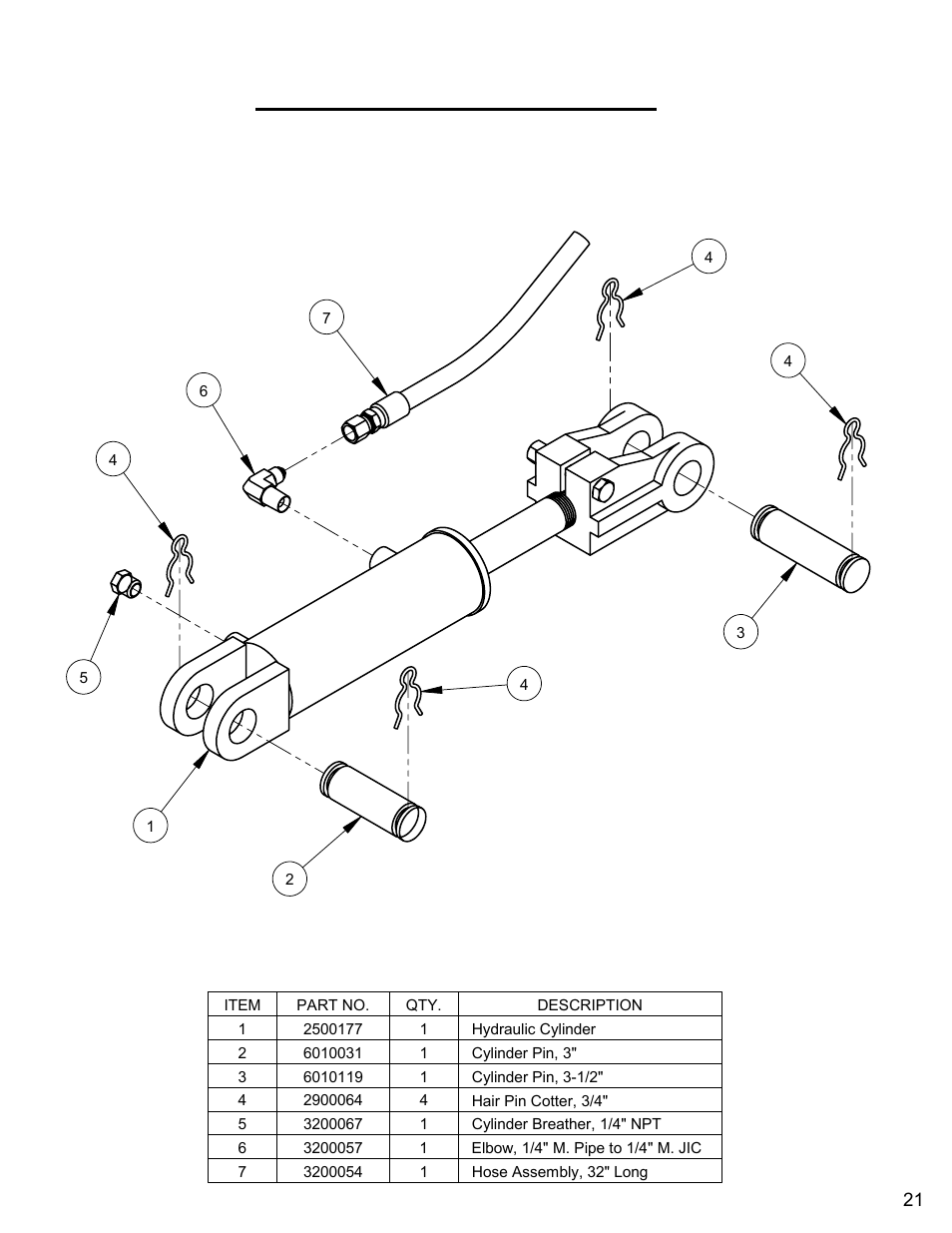Hydraulic cylinder assembly | Diamond Products CC3500E (Electric) User Manual | Page 21 / 68