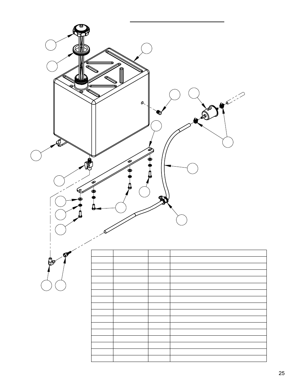 Fuel tank assembly, Fuel tank assembly…………………………25 | Diamond Products CC3500 (Gas) User Manual | Page 25 / 68