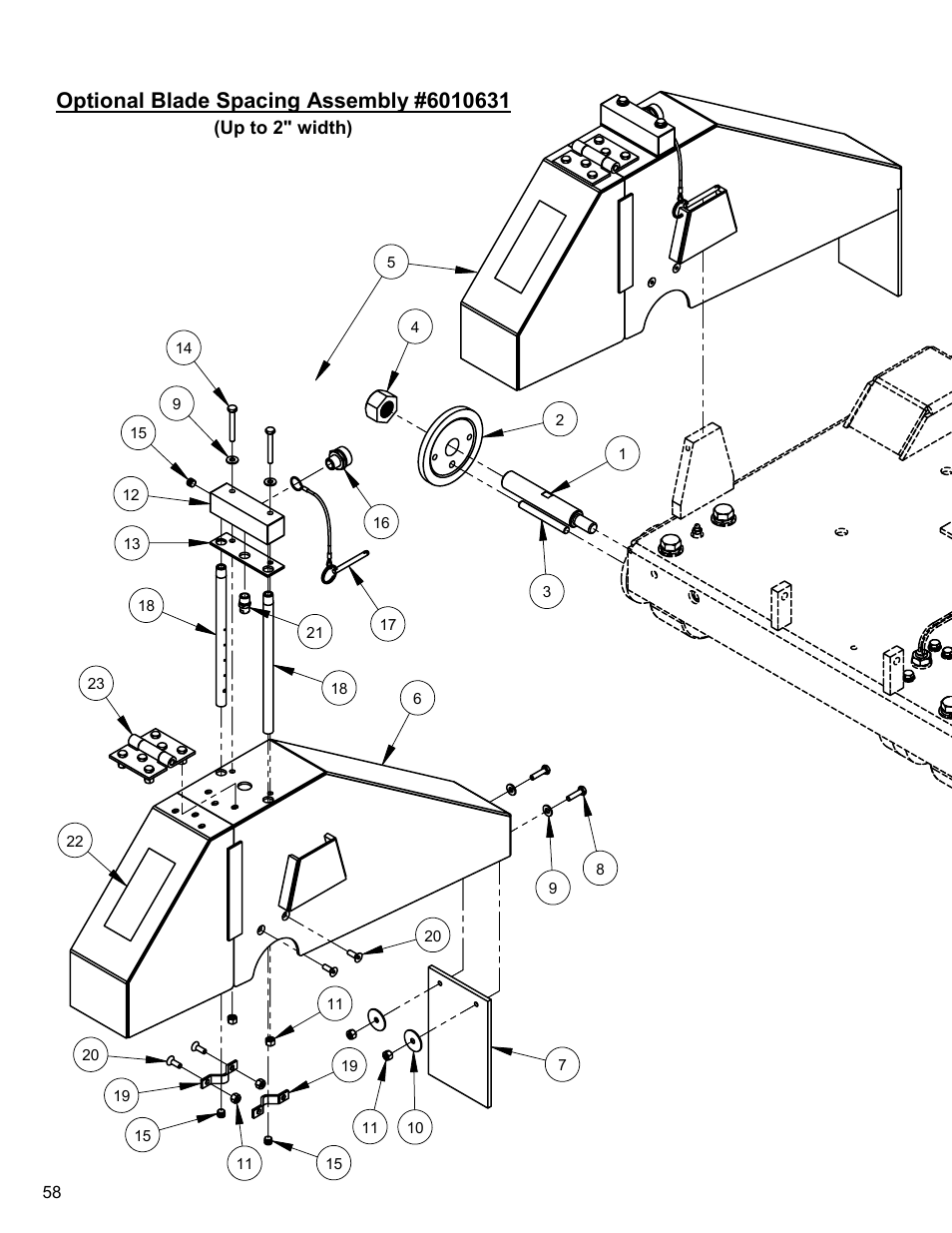 Optional blade spacing assembly, Optional blade spacing assembly (up to 2") 58 | Diamond Products CC3500 (Gas) User Manual | Page 58 / 68