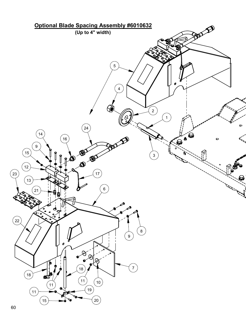 Optional blade spacing assembly, Optional blade spacing assembly (up to 4") 60 | Diamond Products CC3500 (Gas) User Manual | Page 60 / 68