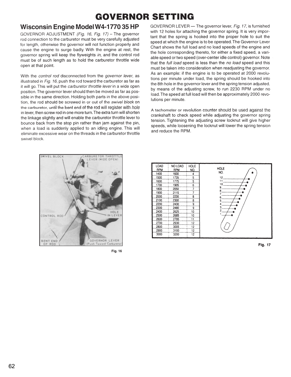 Governor setting | Diamond Products CC3535 User Manual | Page 62 / 64