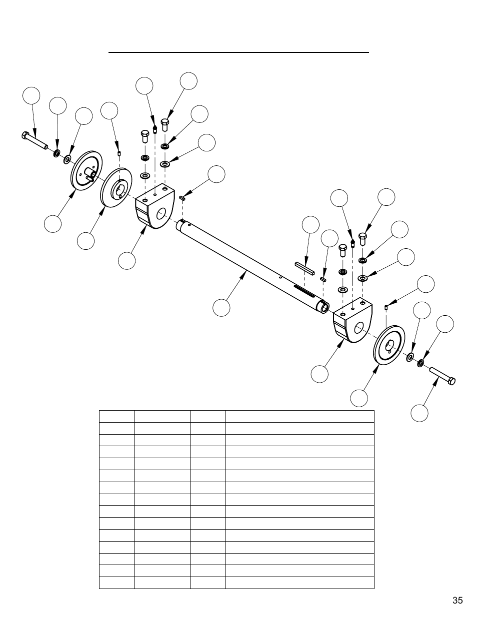 Blade shaft assembly (blades 30" - 36"), Blade shaft assembly (blades 30” – 36”) | Diamond Products CC3728 User Manual | Page 35 / 80