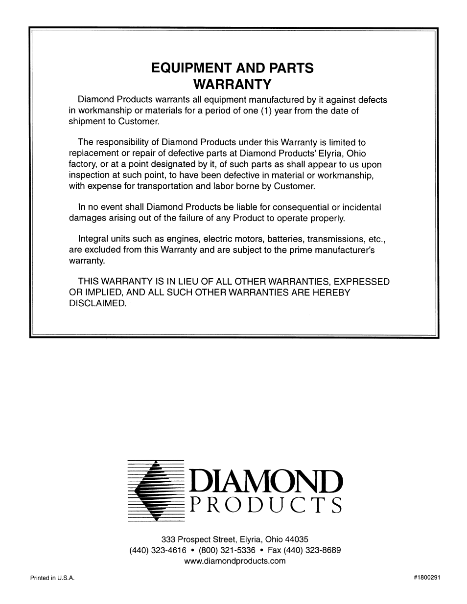 Diamond Products CC3700 User Manual | Page 40 / 40