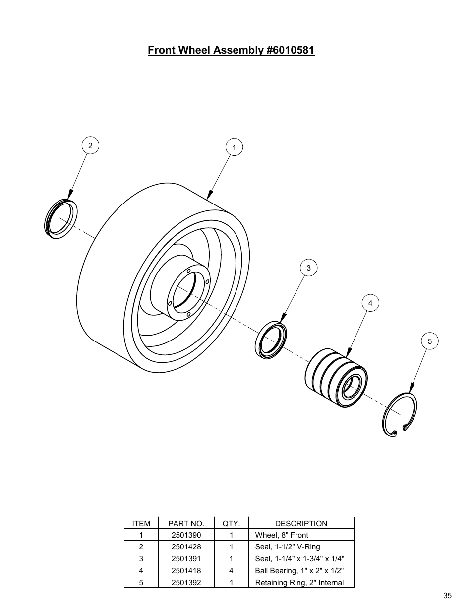 Front wheel assembly | Diamond Products CC3700E User Manual | Page 35 / 84