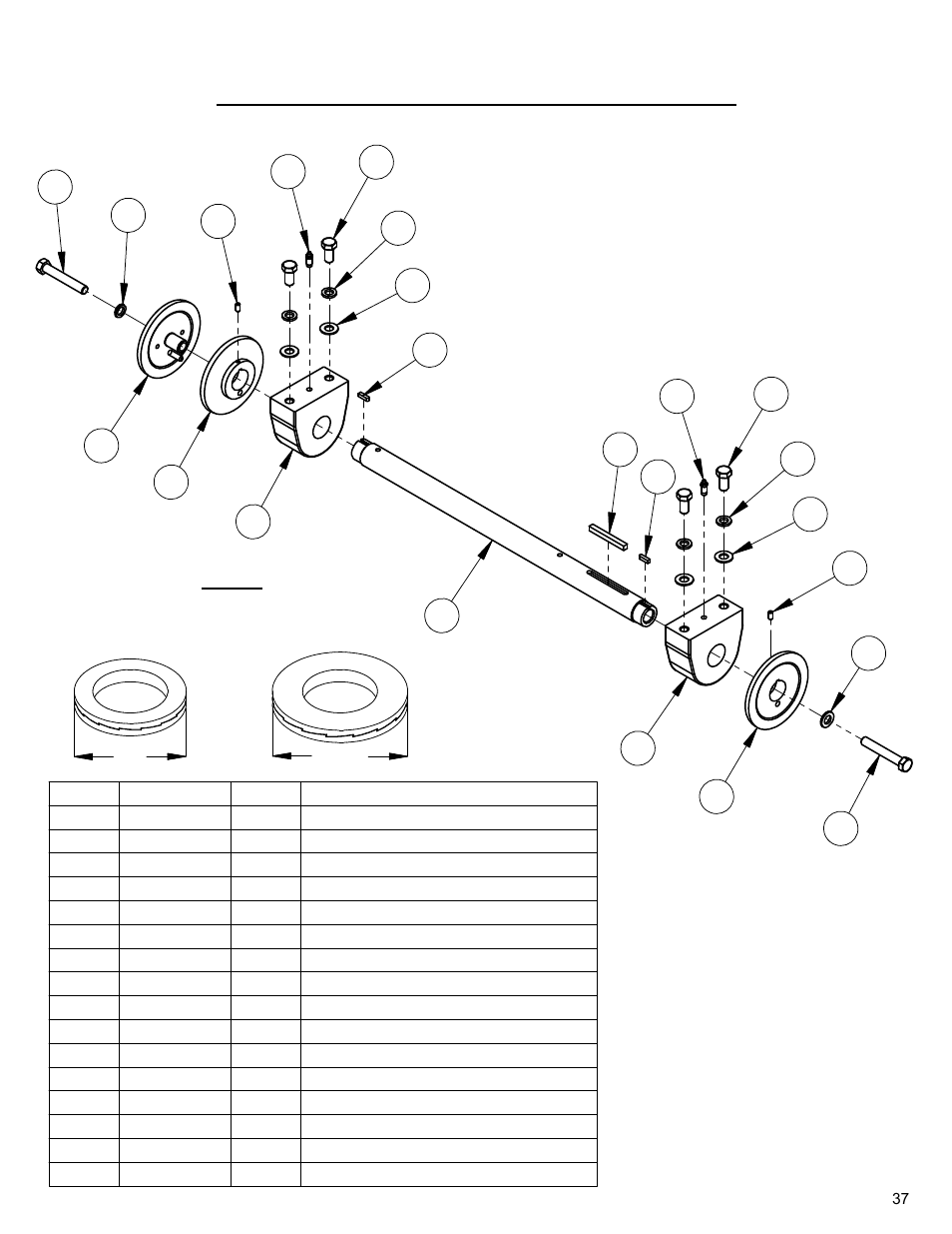 Blade shaft assembly (blades 30" - 36") | Diamond Products CC3700E User Manual | Page 37 / 84