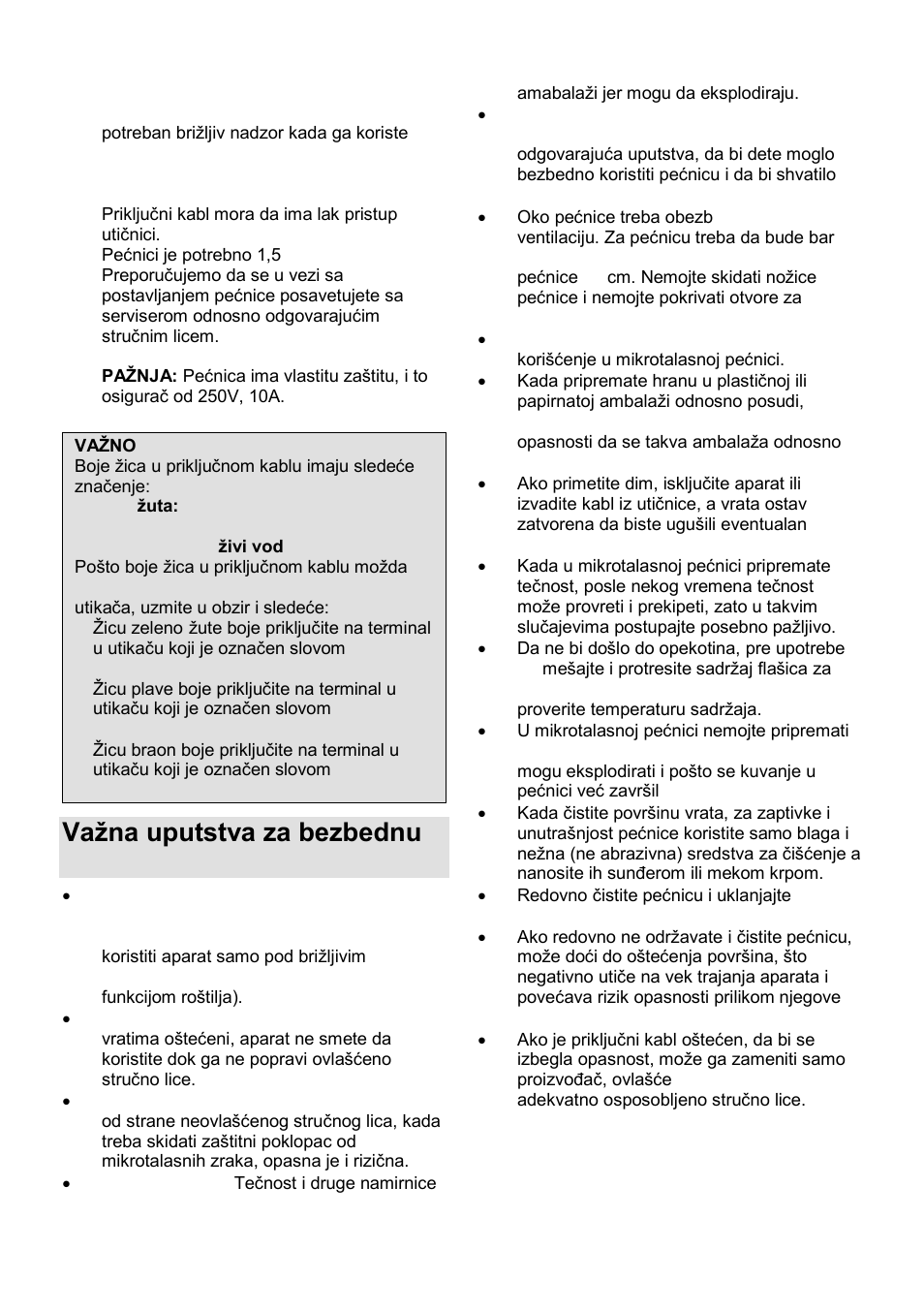 Vaņna uputstva za bezbednu upotrebu | Gorenje GMO-25 DCE User Manual | Page 18 / 169