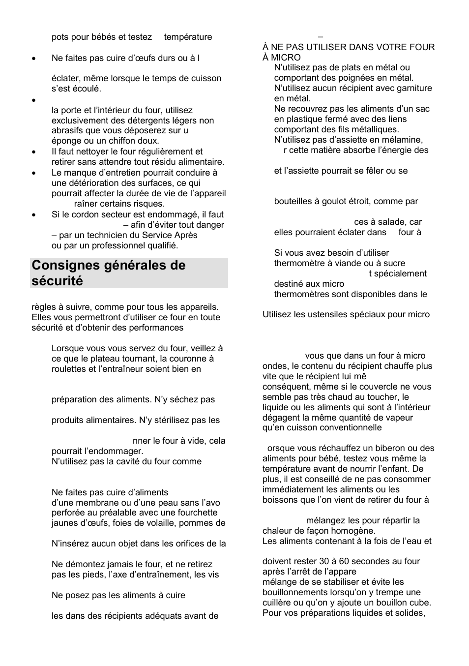 Consignes générales de sécurité | Gorenje GMO-25 DCE User Manual | Page 52 / 169