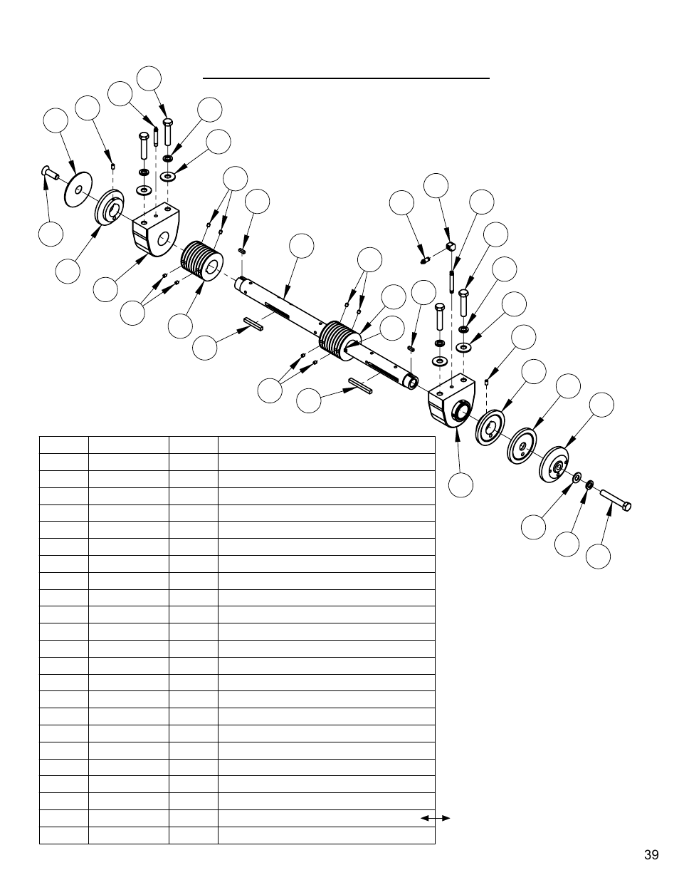 Blade shaft assembly (rear) | Diamond Products C740TE User Manual | Page 39 / 68