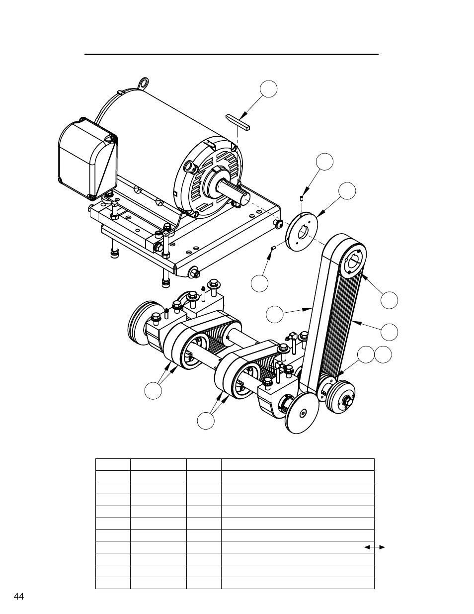 30hp belt drive assembly (blades 20" & 30") | Diamond Products C740TE User Manual | Page 44 / 68
