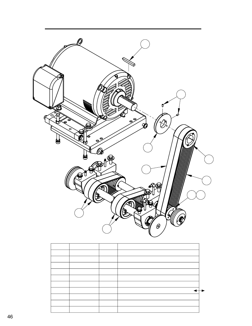 40hp belt drive assembly (blades 20" & 30") | Diamond Products C740TE User Manual | Page 46 / 68