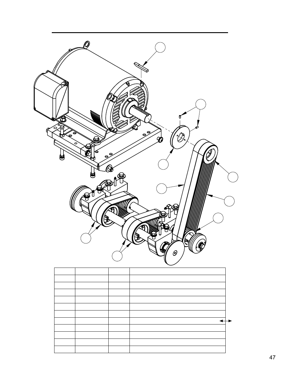 40hp belt drive assembly (blades 26" & 36") | Diamond Products C740TE User Manual | Page 47 / 68