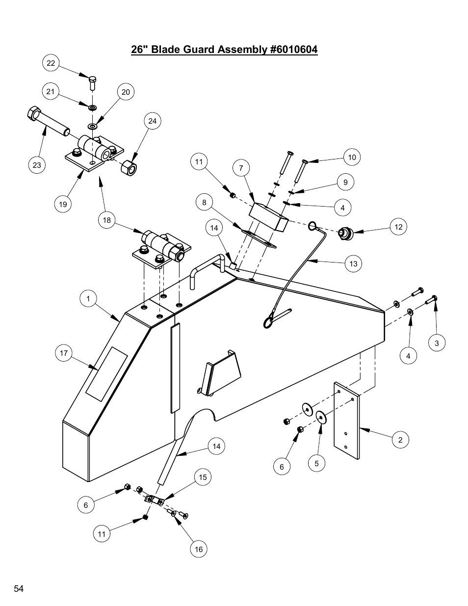 26" blade guard assembly, 26” blade guard assembly | Diamond Products C740TE User Manual | Page 54 / 68