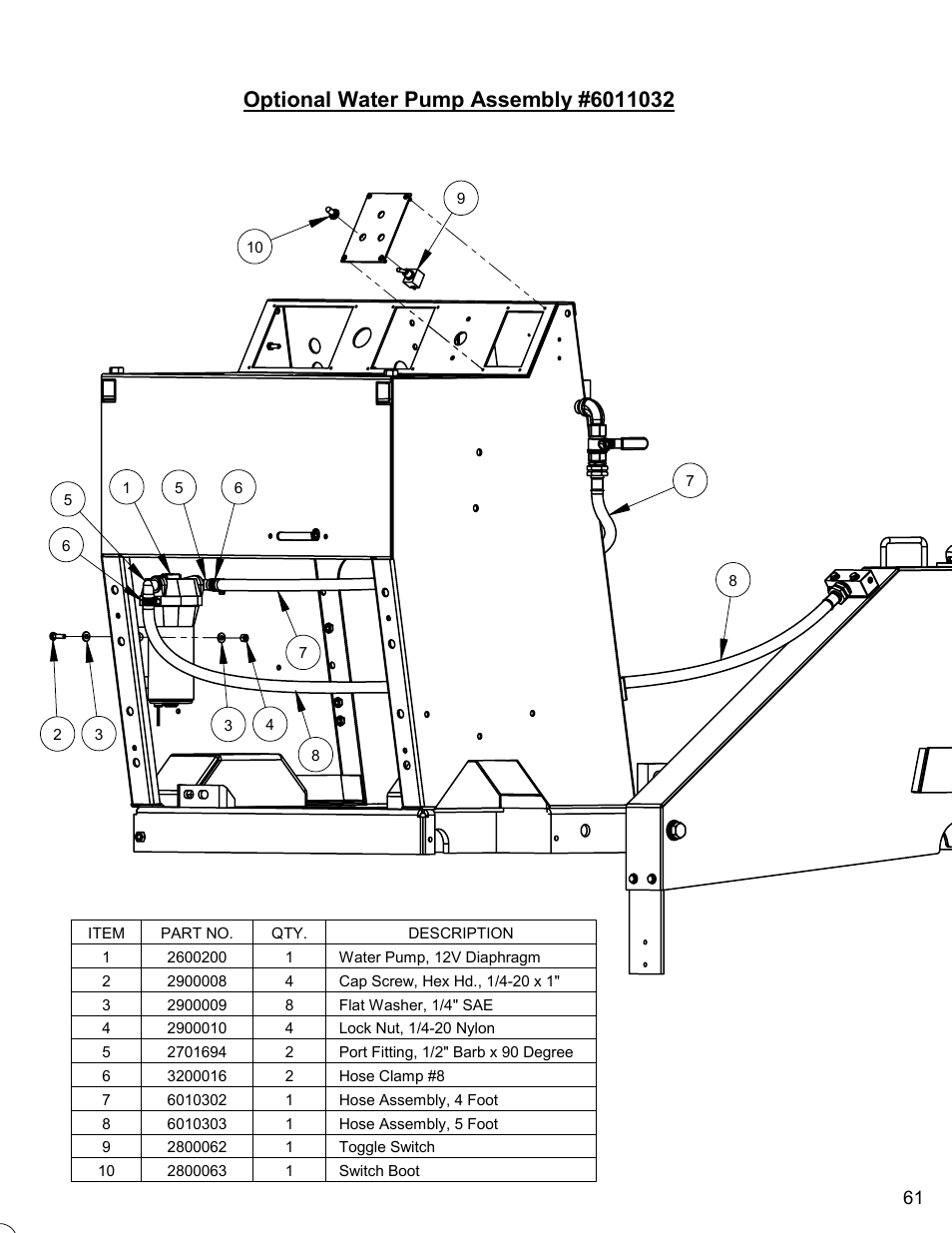 Optional water pump assembly | Diamond Products C740TE User Manual | Page 61 / 68