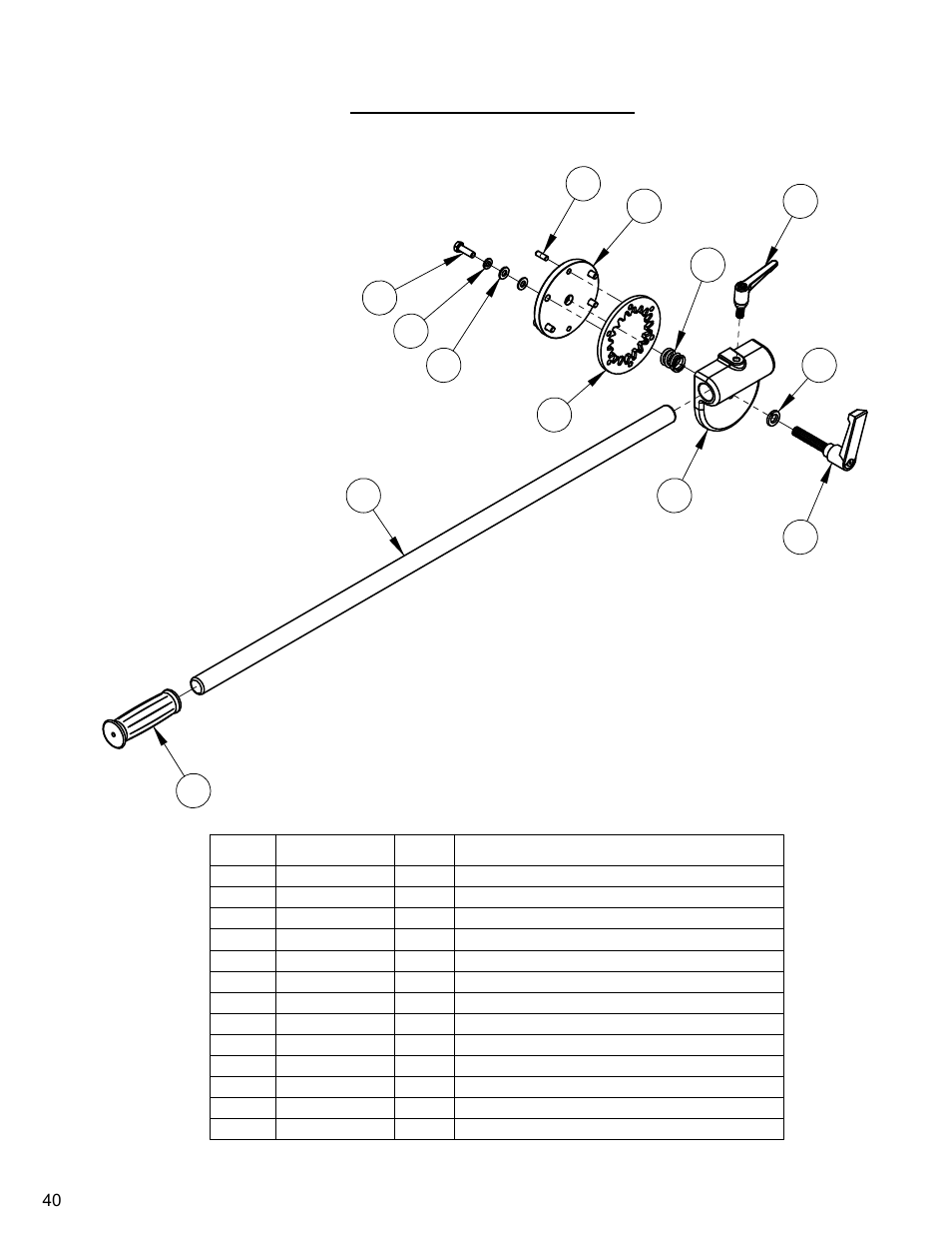 Handle assembly | Diamond Products CC4130E-XL User Manual | Page 40 / 60