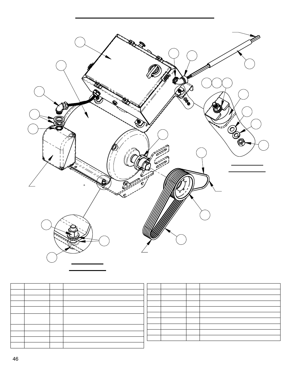 Motor & starter, soft start -49, Jackshaft, Scale 1 : 3 | Detail a, Detail b | Diamond Products CC4130E-XL User Manual | Page 46 / 60
