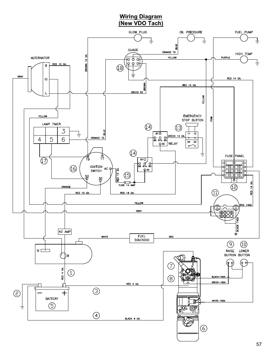 Wiring new vdo nov 2009, Wiring diagram | Diamond Products CC4144D-XL User Manual | Page 57 / 60