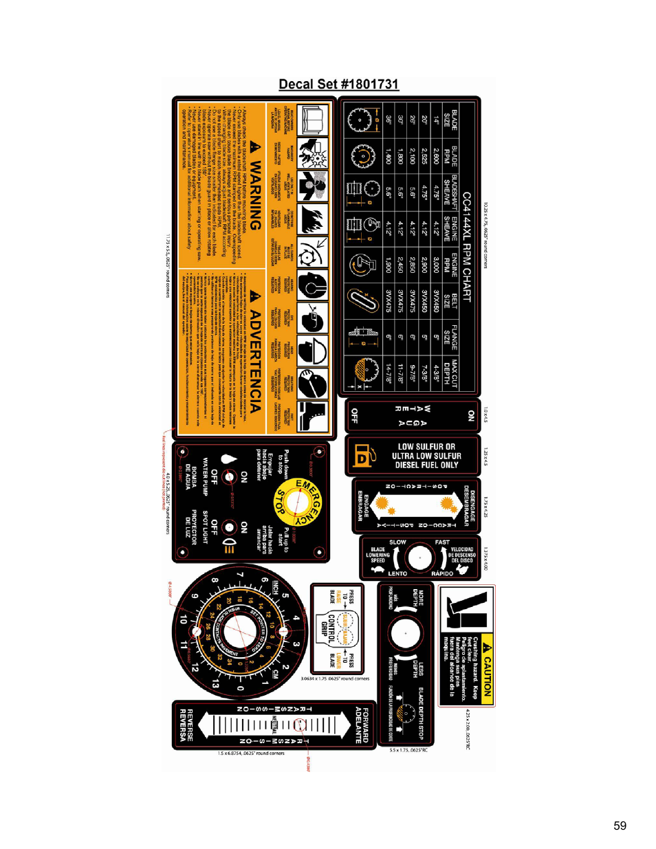 Decal sheet, Decal set | Diamond Products CC4144D-XL User Manual | Page 59 / 60
