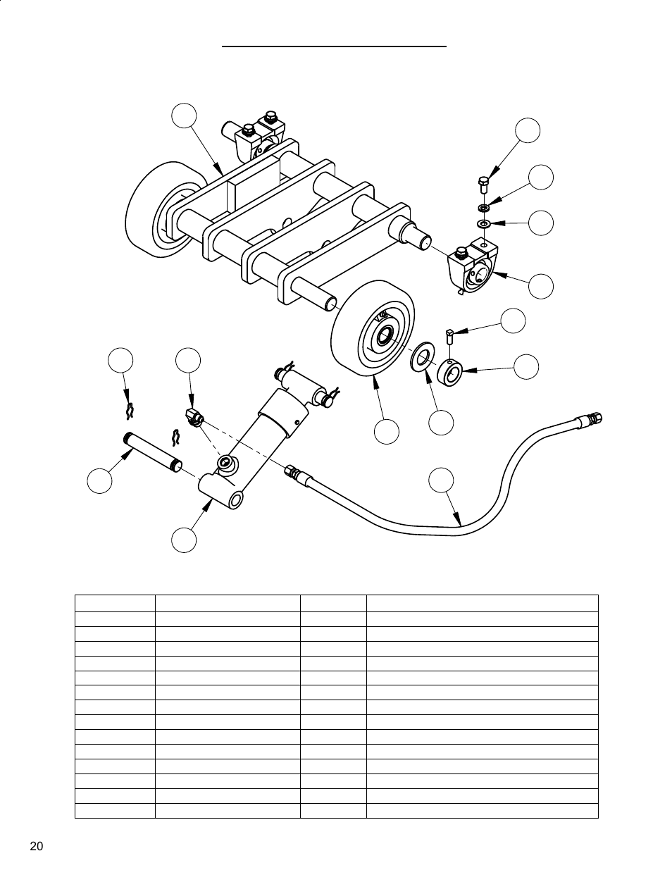20 front axle ass'y, Front axle assembly | Diamond Products CC4144D (3 Speed) User Manual | Page 20 / 68