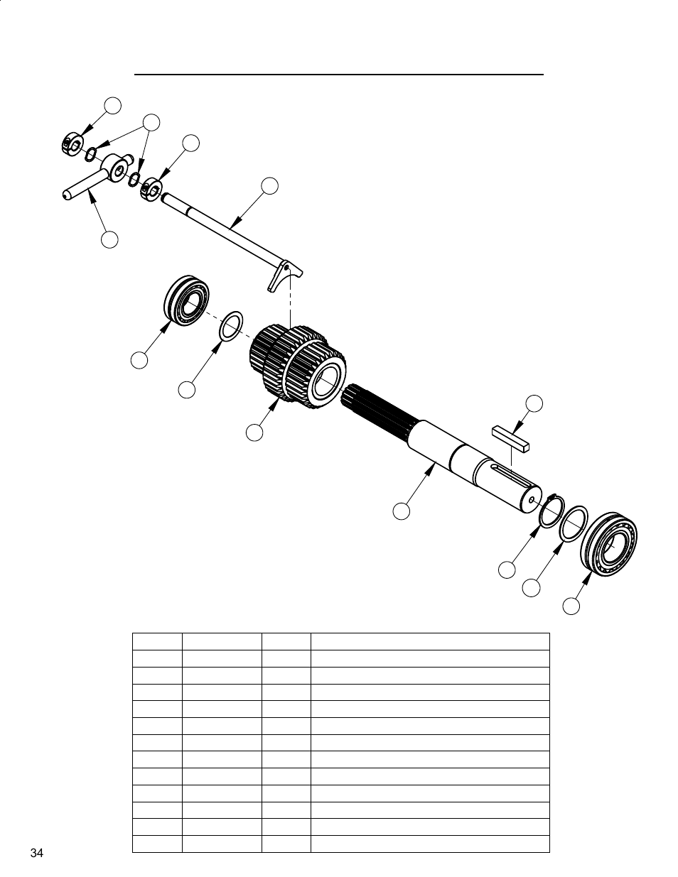 34 input shaft ass'y, 3-speed transmission, Input shaft | Diamond Products CC4144D (3 Speed) User Manual | Page 34 / 68