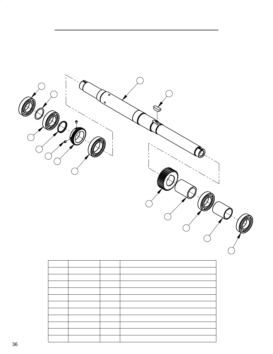 36 bladeshaft ass'y, 3-speed transmission, Blade shaft | Diamond Products CC4144D (3 Speed) User Manual | Page 36 / 68