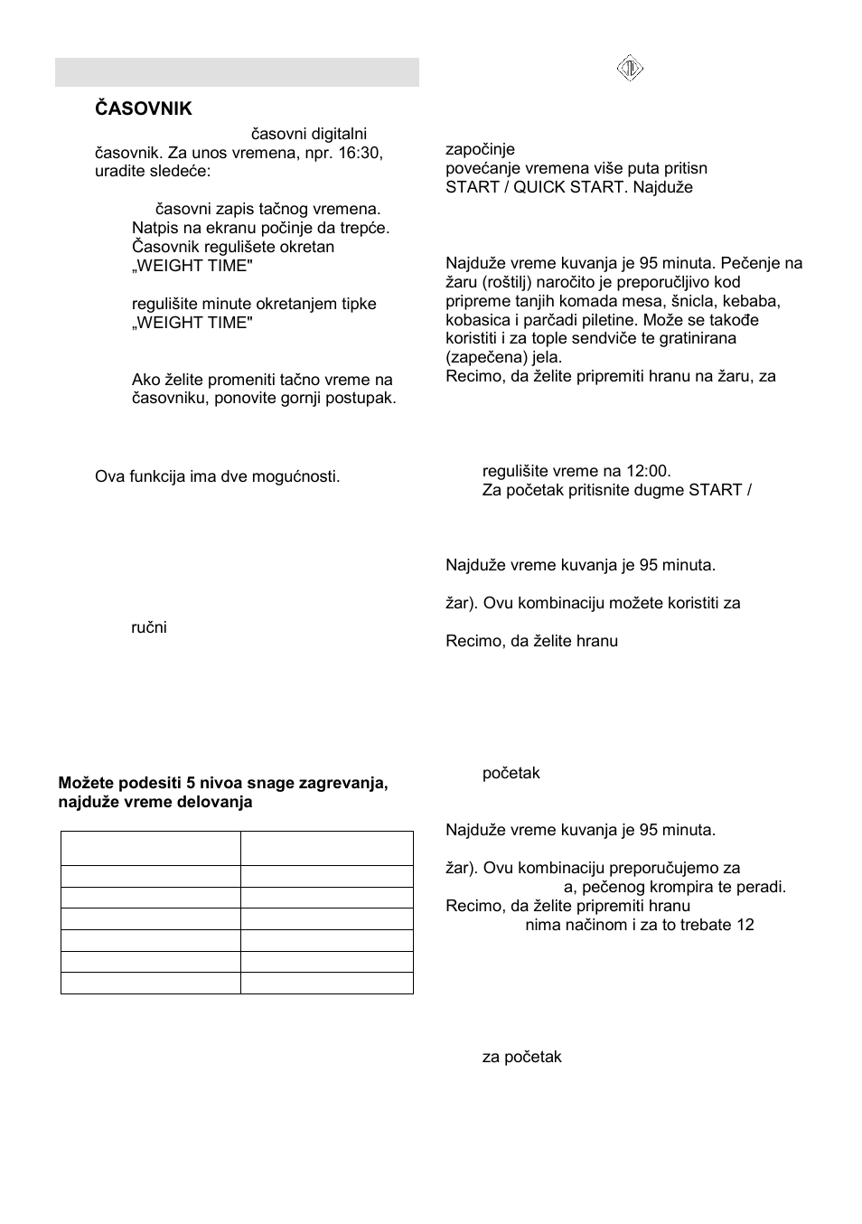 Uputstva za rukovanje | Gorenje MO-20 DCE User Manual | Page 21 / 97