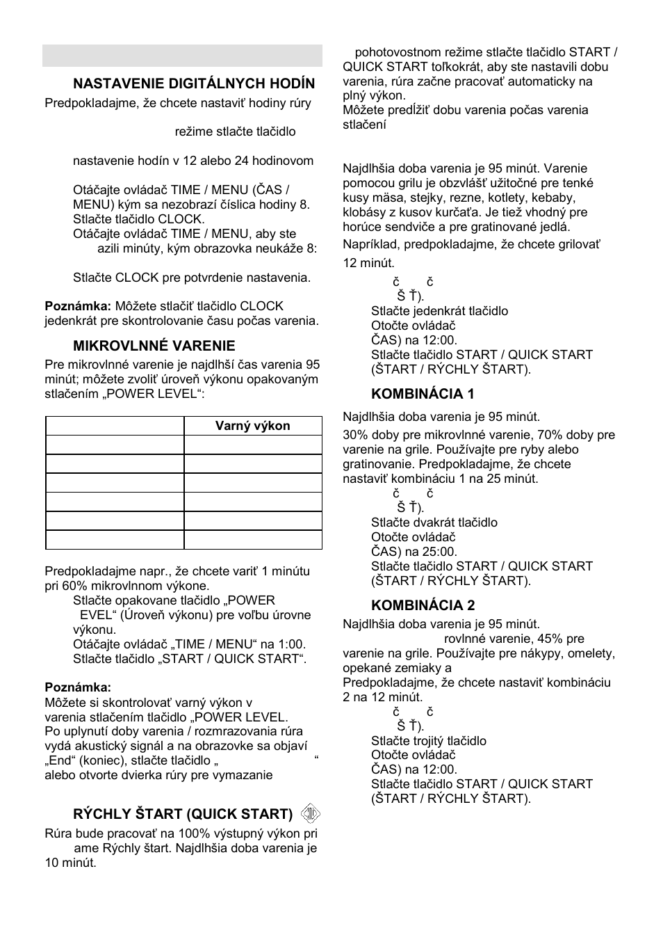 Pokyny k obsluhe | Gorenje MO-20 DCE User Manual | Page 66 / 97