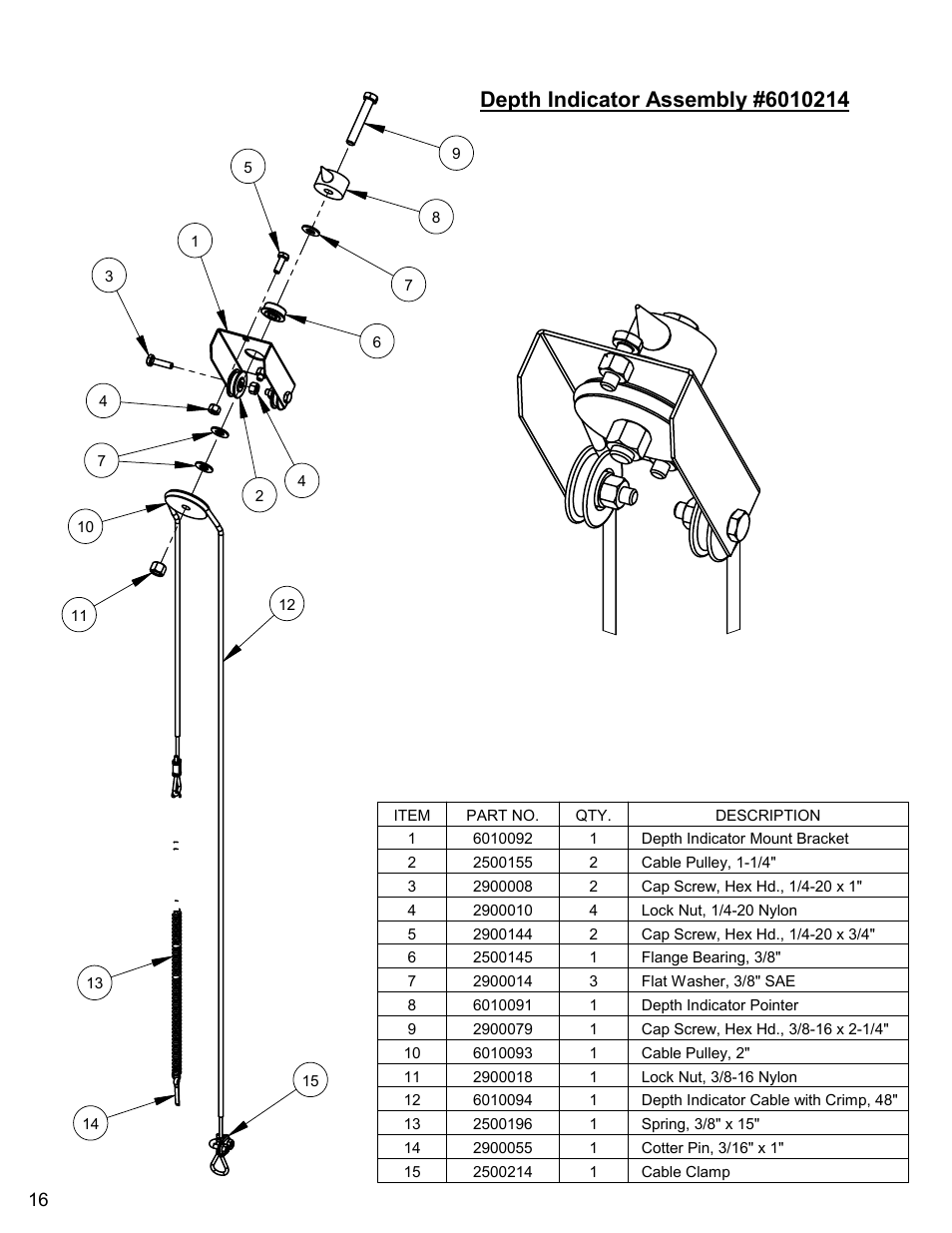 Depth indicator assembly | Diamond Products CC6540E User Manual | Page 16 / 76