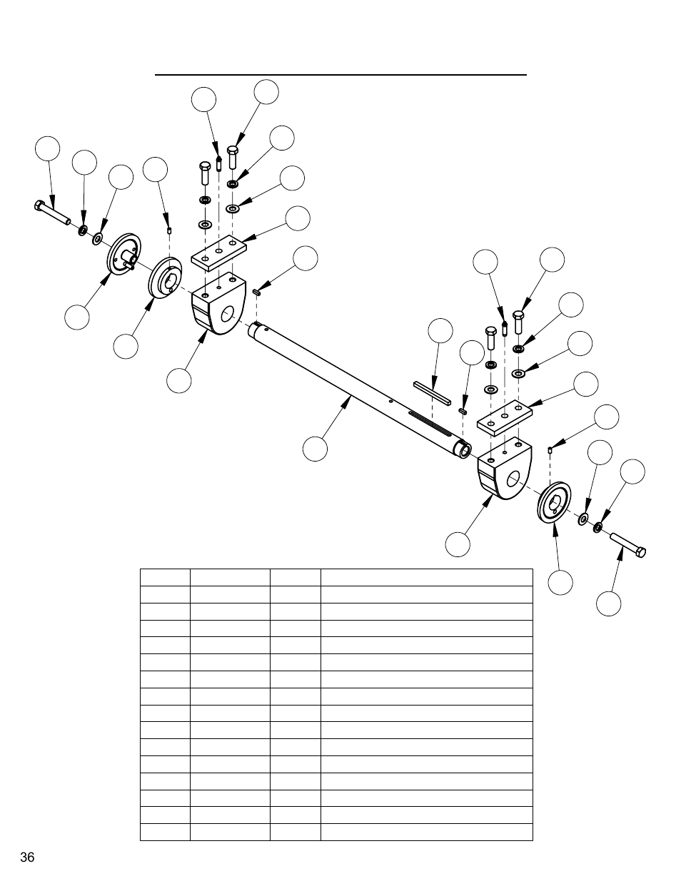 Blade shaft assembly (blades 14" - 26") | Diamond Products CC6540E User Manual | Page 36 / 76